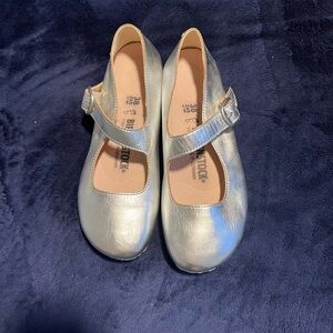Birkenstock Metallic Silver Mary Jane Flats